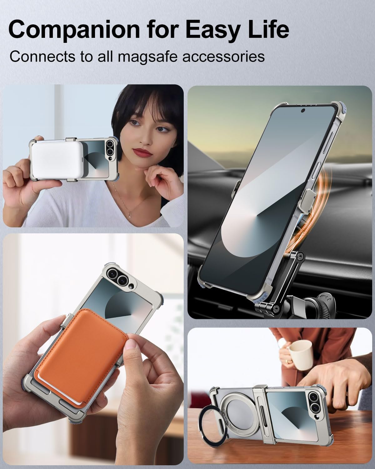 360° Rotatable MagSafe Case for Samsung Z Flip series– Metal Bumper & Kickstand