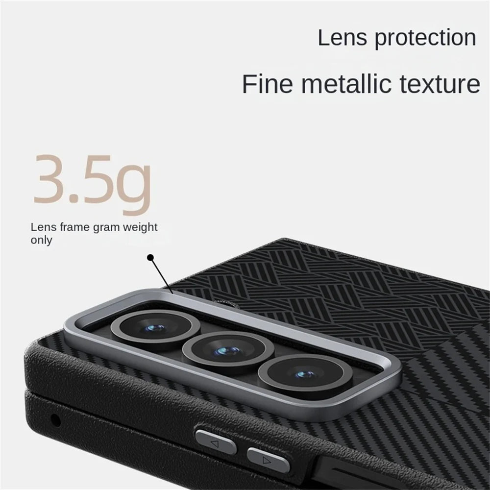 Satin Weave Stripe Carbon Case – Slim & Premium for Galaxy Z Fold Series