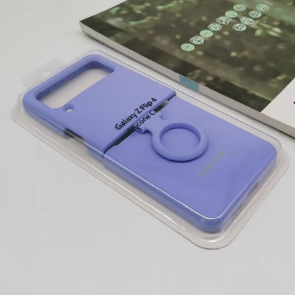 SAMSUNG Galaxy Z Flip Series Silicone Cover with Ring – Secure Grip Protective Case
