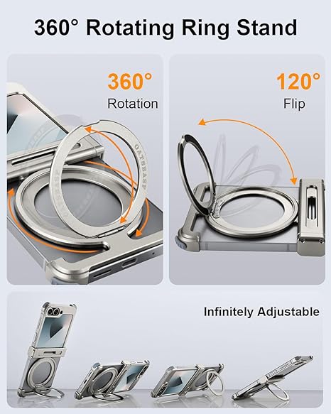 360° Rotatable MagSafe Case for Samsung Z Flip series– Metal Bumper & Kickstand