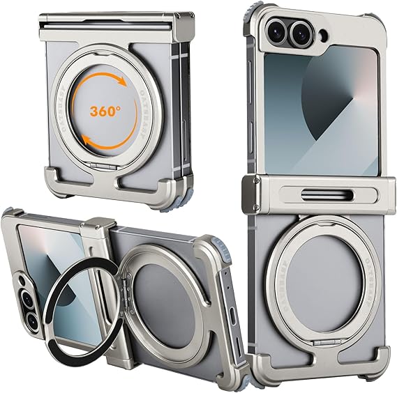 360° Rotatable MagSafe Case for Samsung Z Flip series– Metal Bumper & Kickstand