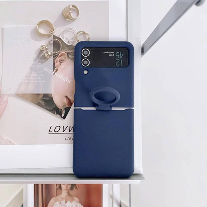 SAMSUNG Galaxy Z Flip Series Silicone Cover with Ring – Secure Grip Protective Case