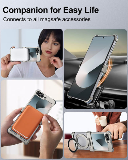 360° Rotatable MagSafe Case for Samsung Z Flip series– Metal Bumper & Kickstand