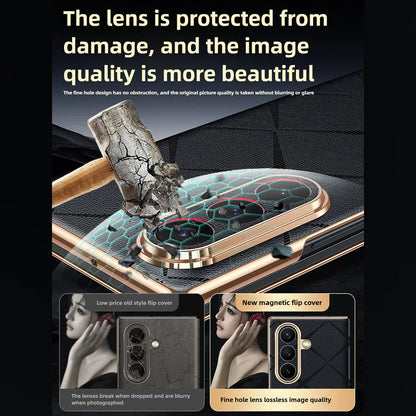 Regal Lattice Leather Folio Case for Samsung Galaxy Z Fold Series