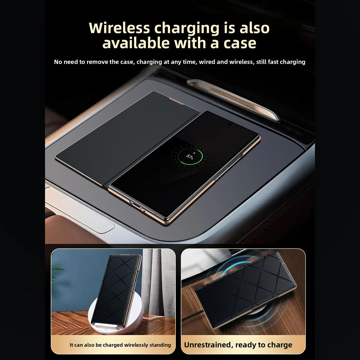 Regal Lattice Leather Folio Case for Samsung Galaxy Z Fold Series