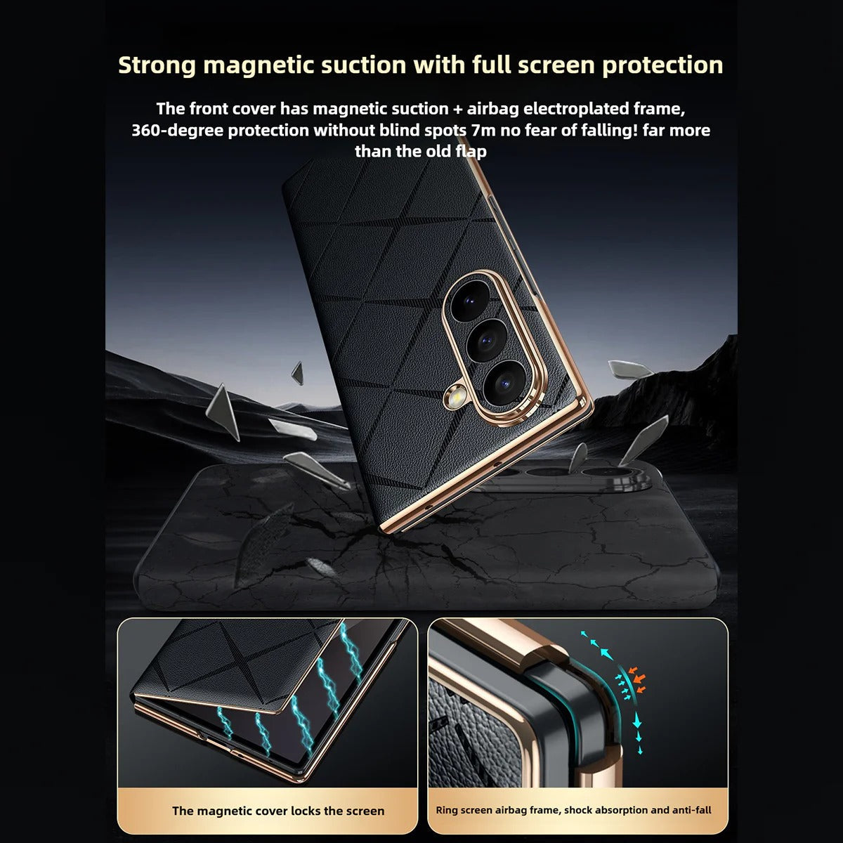 Regal Lattice Leather Folio Case for Samsung Galaxy Z Fold Series