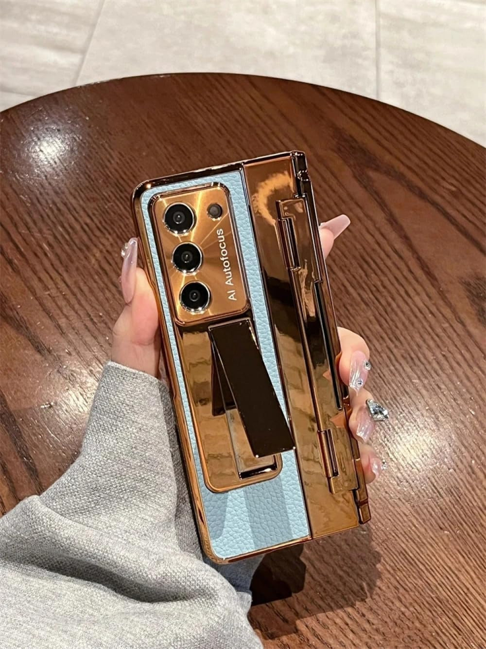 Vogue Guard Metallic Leather Hybrid Case for Galaxy Z Fold