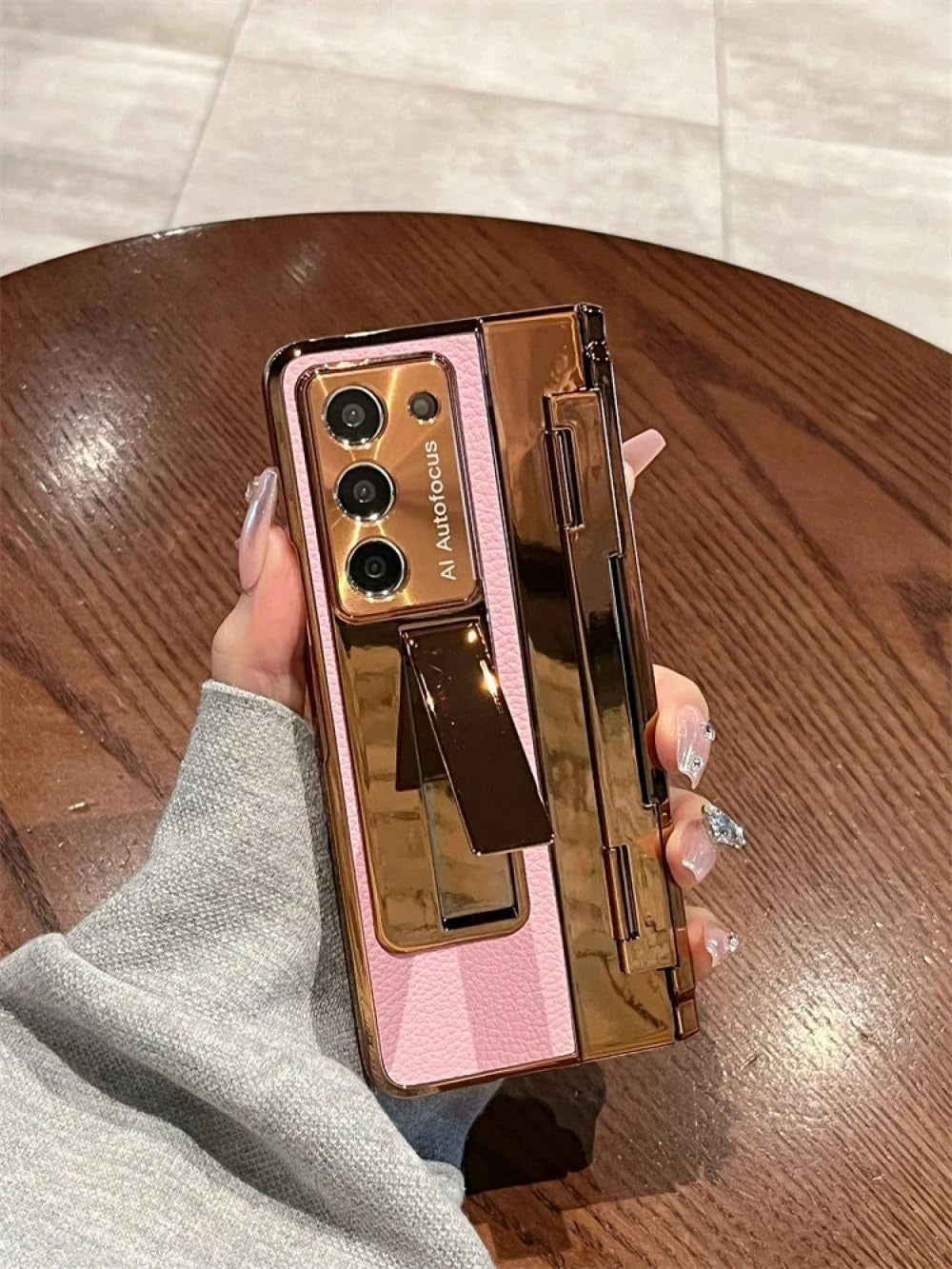 Vogue Guard Metallic Leather Hybrid Case for Galaxy Z Fold