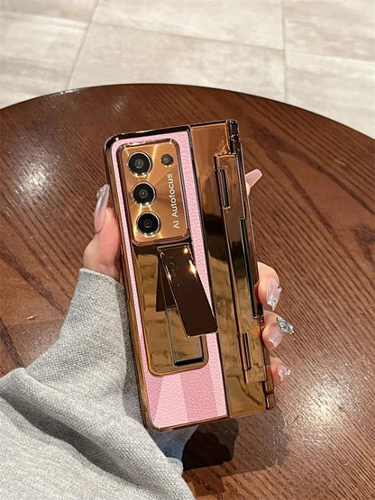 Vogue Guard Metallic Leather Hybrid Case for Galaxy Z Fold