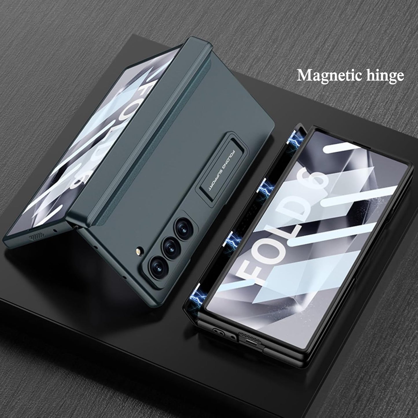 Galaxy Z Fold Magnetic Hinge Case with Screen Protector Kickstand