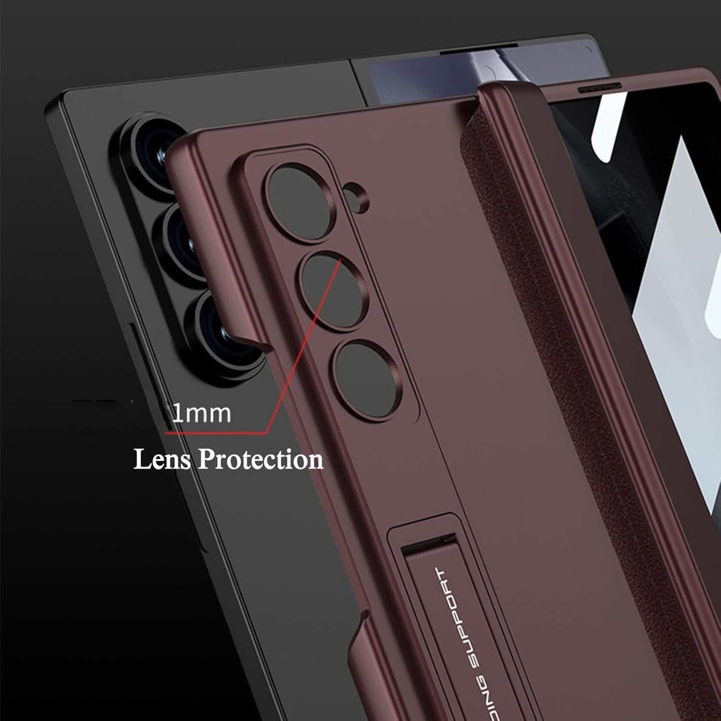 Galaxy Z Fold Magnetic Hinge Case with Screen Protector Kickstand